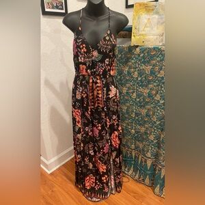Farm Rio floral black maxi dress. Size Small.